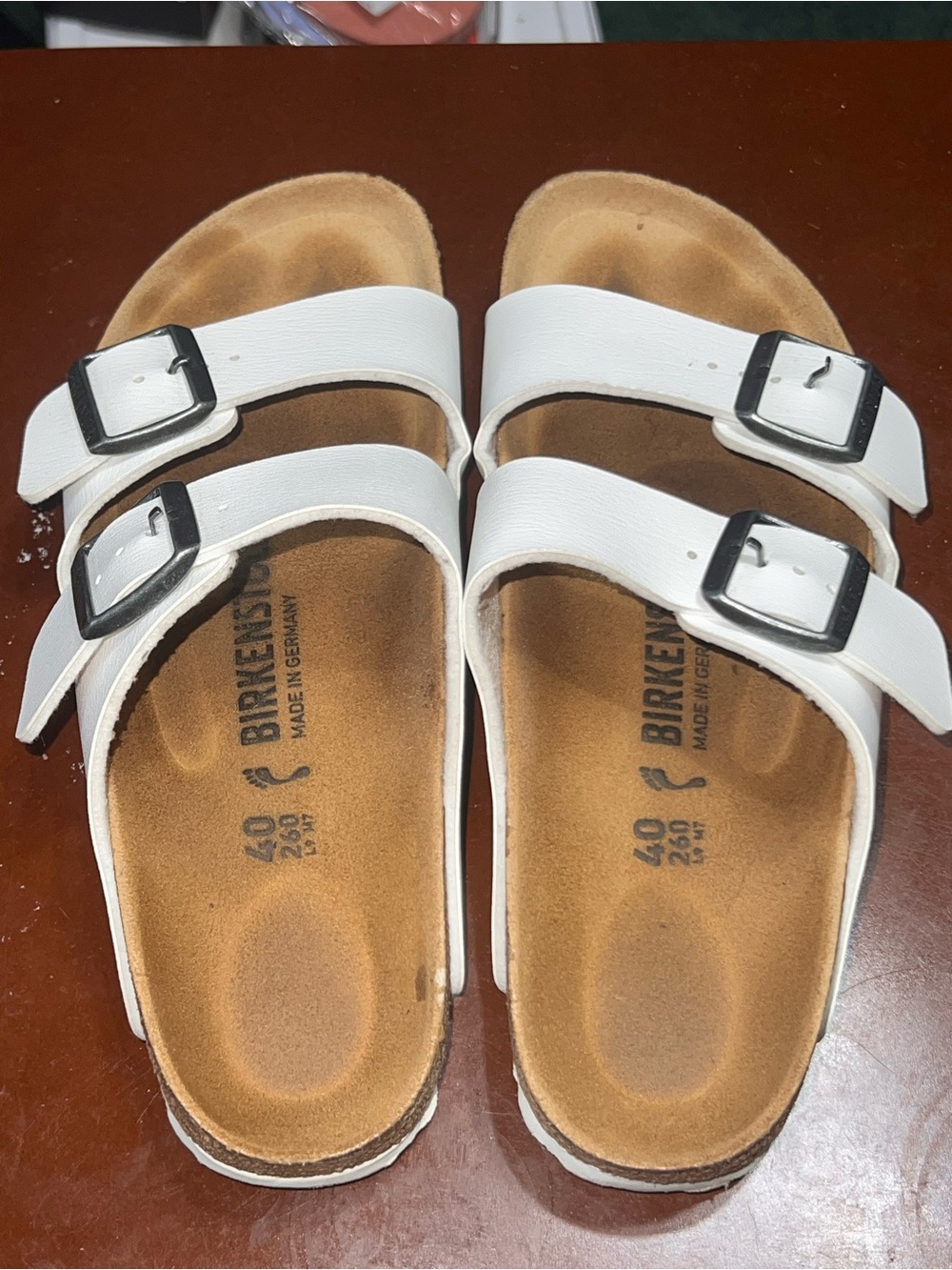 Birkenstock White Arizona Double-Buckle Sandals